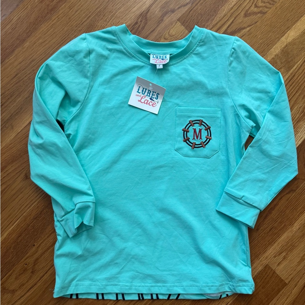 Blue Long Sleeve Tee with Crew Neck